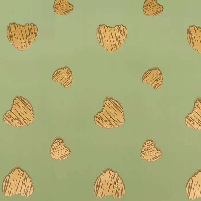 Пленка матовая «Золотые сердца», лаймовый, 58×58 см