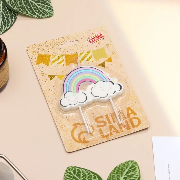 Свеча для торта &laquo;Радужные облака&raquo;, разноцветная