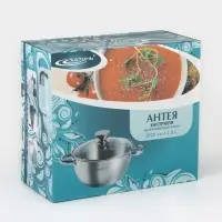Кастрюля Катунь &laquo;Антея&raquo;, 4 л, d=22 см, с крышкой, капсульное дно, индукция, нержавеющая сталь, AISI - 201, хромированная