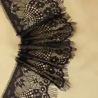 Кружево реснички, 90 мм, 9&plusmn;0.5 м, в бобине 3 шт. по 3 м, чёрное