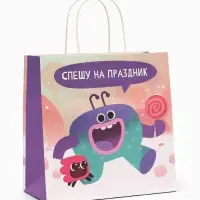 Пакет подарочный &laquo;Спешу на праздник&raquo;, Ум и Хрум, 22&times;22&times;11 см