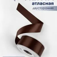 Лента атласная TEIRA, двухсторонняя, 38 мм, 25&plusmn;1 м, коричневая №330