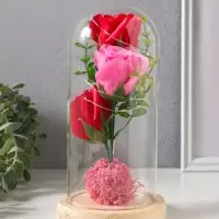 Фигурка световая колба RISALUX &laquo;Три розы&raquo;, LED - ночник, от батареек, 3&times;ААА 11&times;11&times;21.5 см