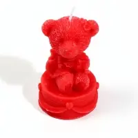 Свеча декоративная "Мишуля" 5,5х5х8,5 см, 6 ч, красный