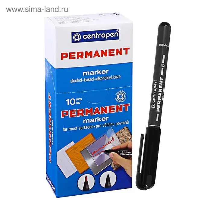 Маркер перманентный Centropen 2836, чёрный, узел 3.3 мм, линия 2 мм