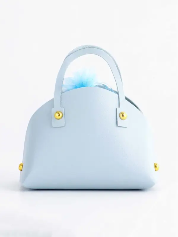 Кожаная подарочная сумочка для бижутерии и сувениров, небесно - голубая с мешочком, 14&times;6.5&times;12.8 см