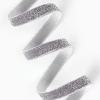 Лента бархатная, с серебряным люрексом, 10 мм, 18&plusmn;1 м, серая №184