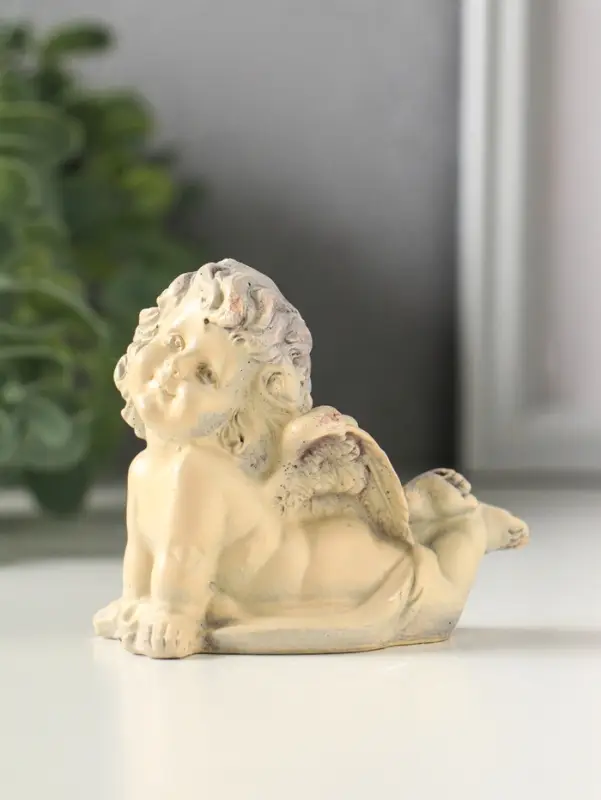 Фигурка гипс &laquo;Ангелок лежит&raquo;, 6.5 см, слоновая кость