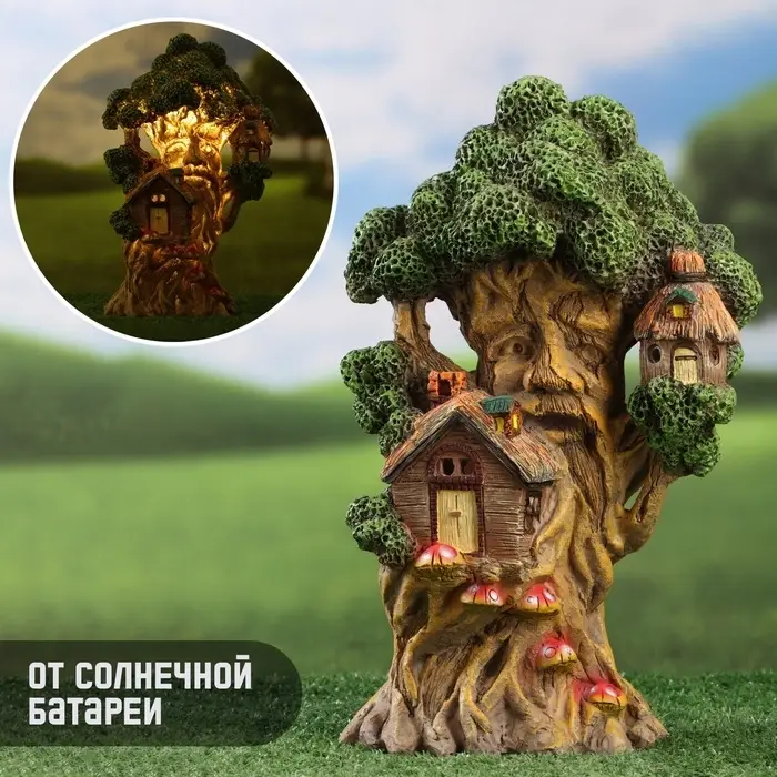 Садовая фигура - фонарь из полистоуна &laquo;Дом на дереве&raquo;, 15&times;10&times;29 см