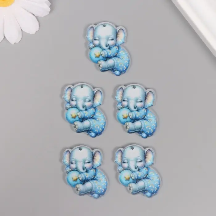 Декор для творчества акрил Декор для творчества акрил "Слонёнок в пижамке сладко спит" 2,5х3,4х0,2 см