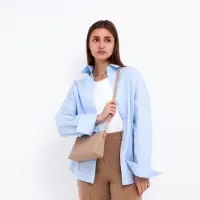 Сумка женская кросс-боди на молнии, 25.5&times;6.5&times;12.5 см, бежевая