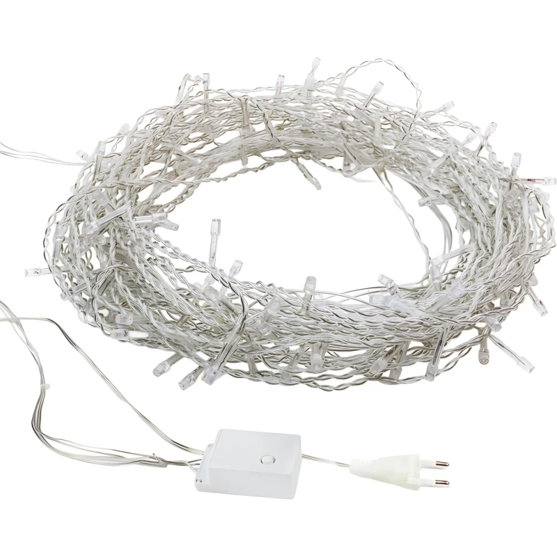 Гирлянда светодиодная Твинкл Лайт 6 метров, прозрач ПВХ, Белый 303-175
