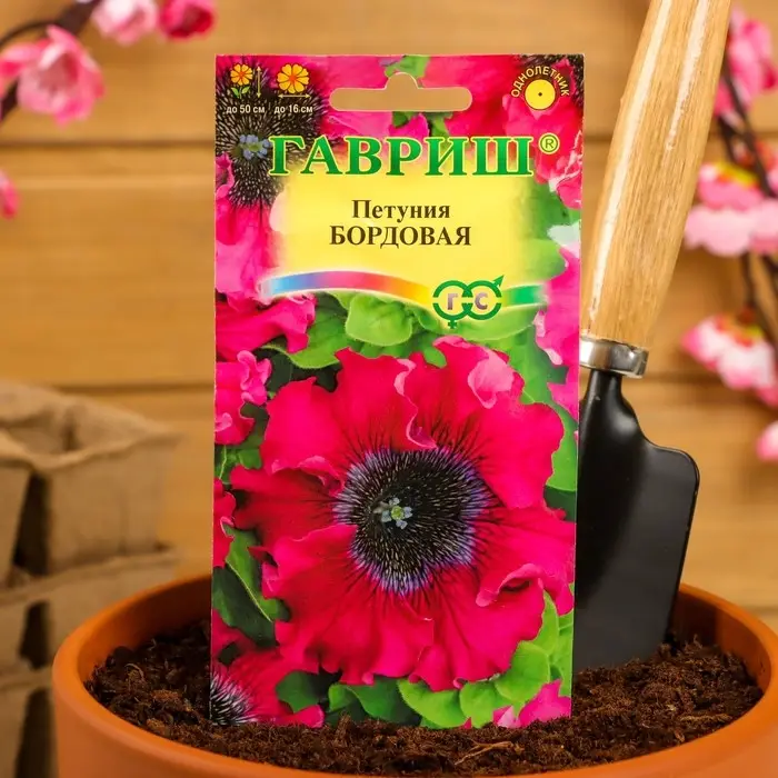 Семена цветов Петуния Семена цветов Петуния "Бордовая", ц/п, бахромчатая, О, пробирка, ц/п, 7 шт.