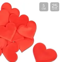 Сердечки декоративные, набор 25 шт., 5 см, красные