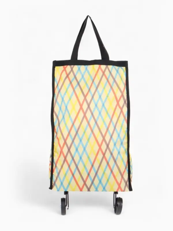 Сумка тележка хозяйственная &laquo;Ромбы&raquo;, складная, на липучке, 2 колеса, наружный карман, 32&times;13&times;52 см, разноцветная