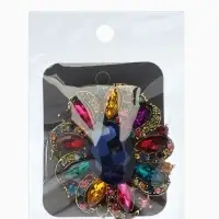 Брошь "Императрица" цветок распустившийся, цветная в чернёном золоте