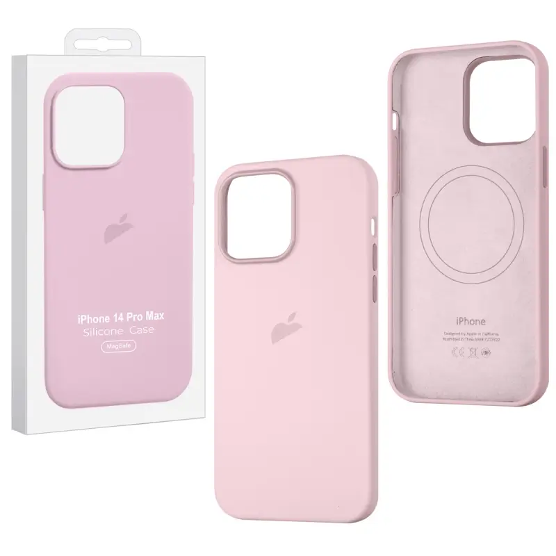 Чехол iPh 14 Pro Max Silicon Case 100% ORG Chalk Pink (MagSafe + анимация NFC Clear) c LOGO