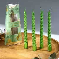 Свечи витые "С Новым годом. Конь и пуансеттия", 4 шт, 6,8 х 16 х 2 см