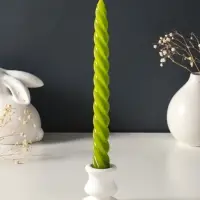 Набор свечей витых, 2.3&times;24.5 см, 5 ч, 50 г, 2 шт., оливковый, в подарочной коробке