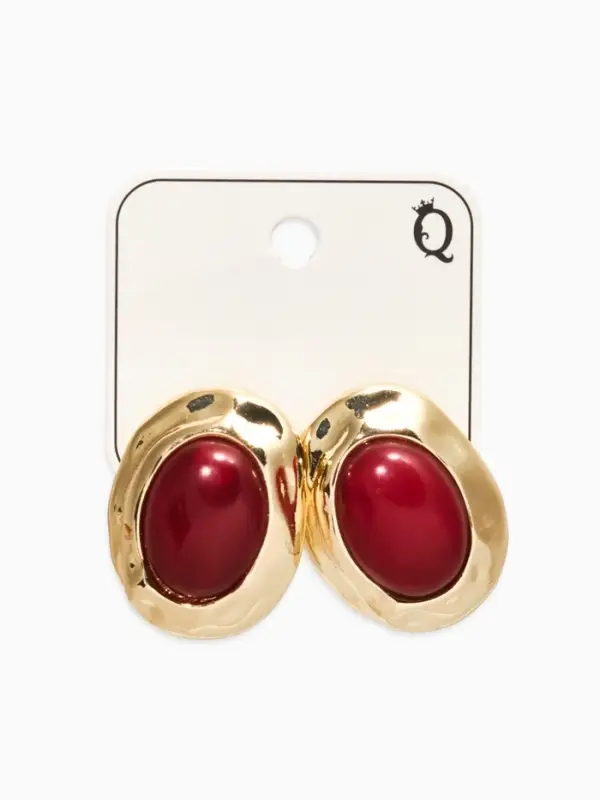Серьги акрил &laquo;Стиль&raquo;, овал в раме, бордовые в золоте