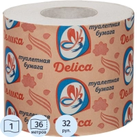 Бумага туалетная Delica 1 слой 36 метров на втулке 32 рул/уп