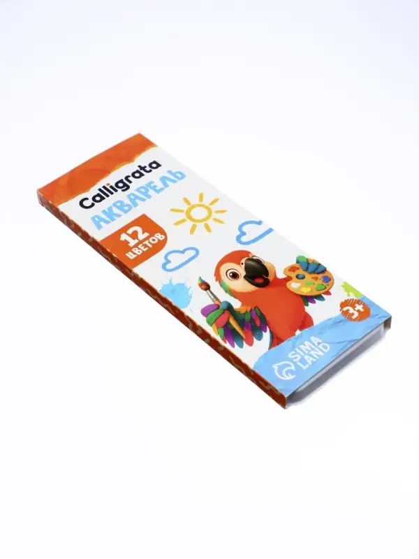 Акварель Calligrata kids, 12 цветов, без кисти, картон, ЭКОНОМ, МИКС