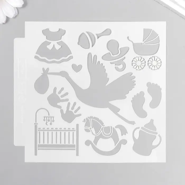 Пластиковый трафарет для творчества «Рождение ребёнка», шаблон, 13×13 см Пластиковый трафарет для творчества «Рождение ребёнка», шаблон, 13×13 см