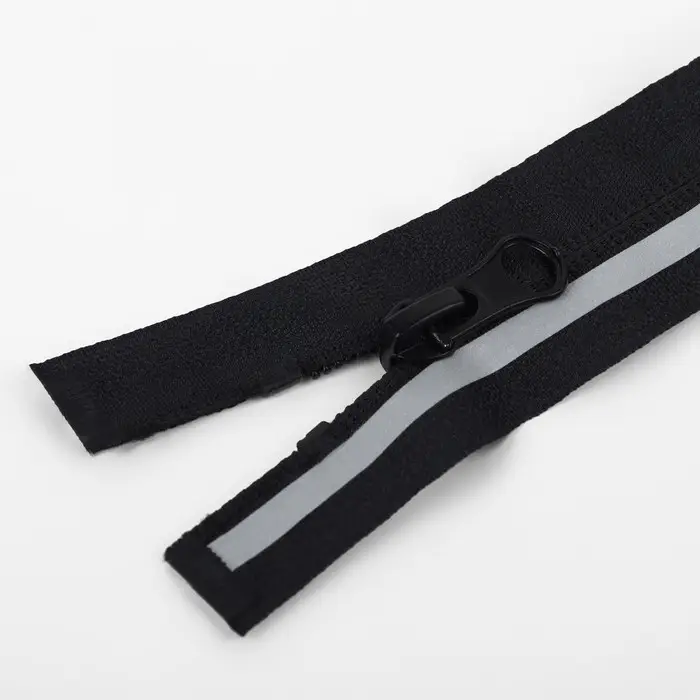 Молния «Спираль», №5, со светоотражающей полосой, разъёмная, замок автомат, 80 см, чёрная