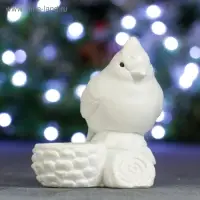Подсвечник "Птичка у шишечки" белая, 10х9х10,5см