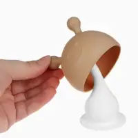 Прорезыватель силиконовый для зубов с погремушкой 3 в 1 M&B «Зайка», бежевый