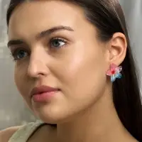 Серьги пластик &laquo;Цветок Лилии&raquo;, прозрачные, блёстка, розовый, голубой