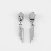 Бегунок для молнии &laquo;Спираль&raquo;, №7, &laquo;Стразы&raquo;, 10 шт., цвет никель