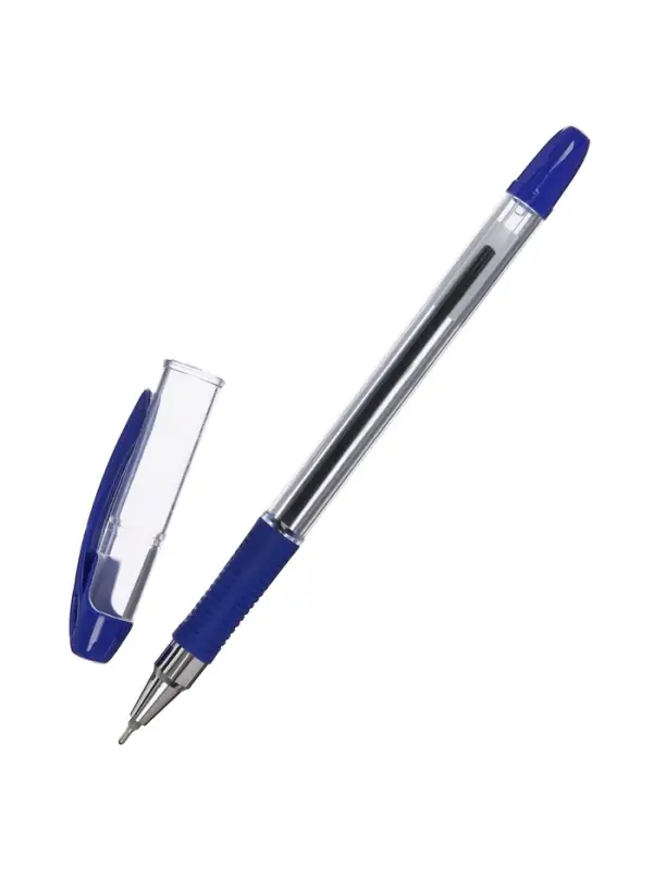 Ручка шариковая синияя 0,7мм, с резиновым держателем Пилот