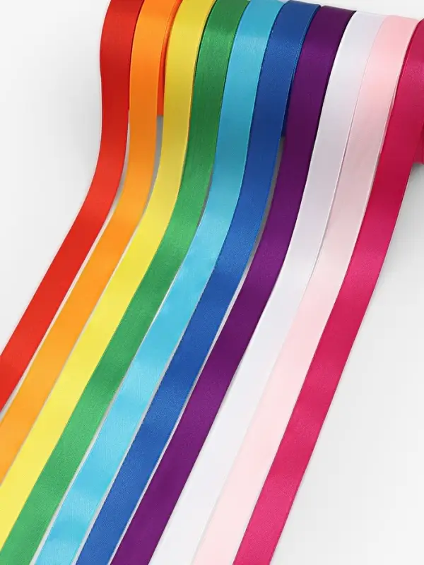 Лента атласная, набор 10 шт., 20 мм, 23 м&plusmn;1 м, разноцветная