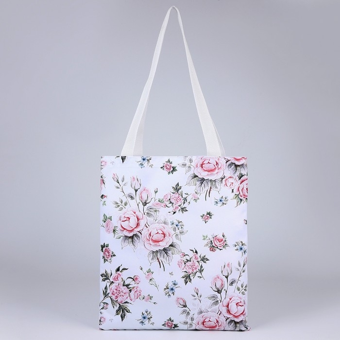 Сумка шопер «Розы», 35х0.5х40 см, отд без молнии, без подклада, белая Сумка шопер «Розы», 35х0.5х40 см, отд без молнии, без подклада, белая
