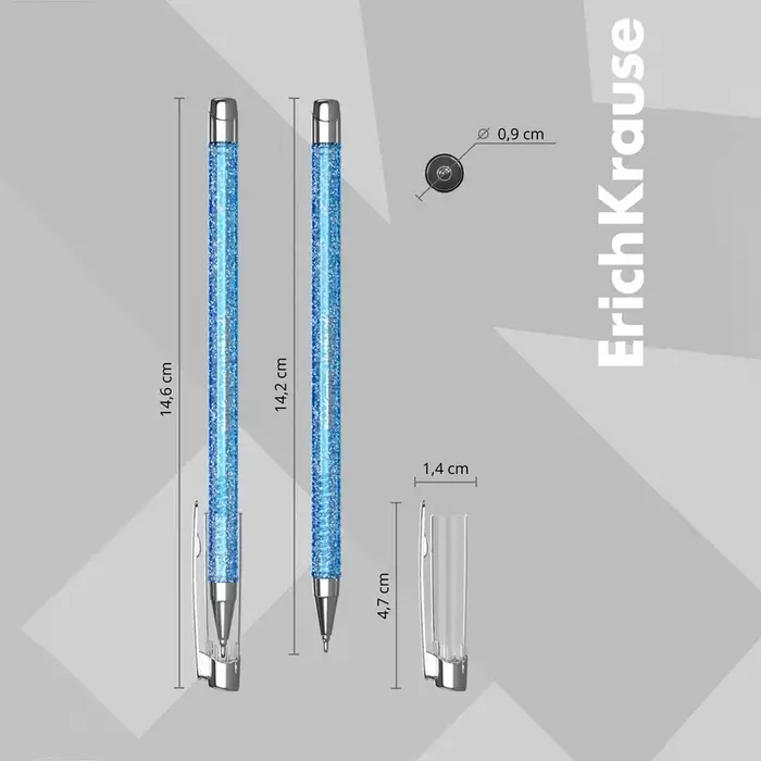 Ручка шариковая ErichKrause. ULTRA-20 Stick Glitter, синий стержень, узел 0.7 мм
