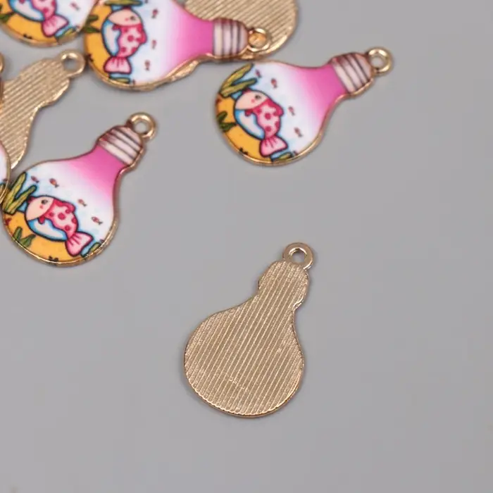 Декор для творчества металл, эмаль Декор для творчества металл, эмаль "Рыба в лампочке" 2,8х1,6 см