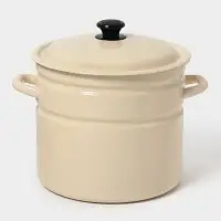 Кастрюля эмалированная, 10 л, d=26.5 см, с крышкой, без декора, цвет слоновой кости