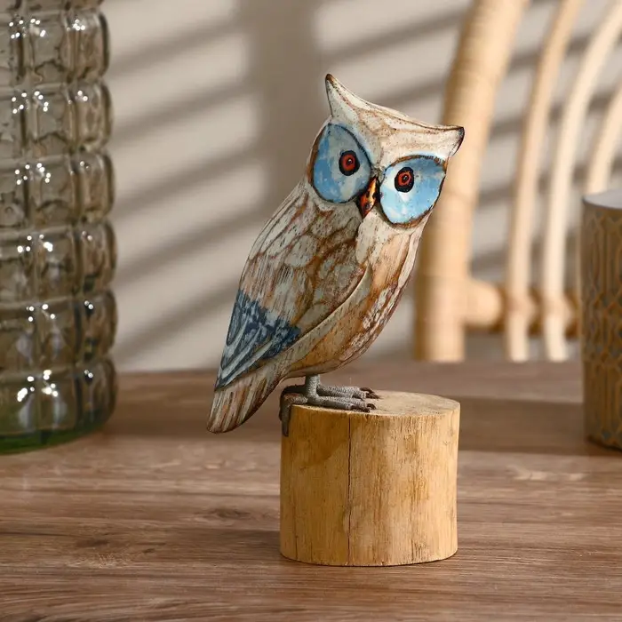 Cувенир «Сова на пеньке», 18 см, дерево