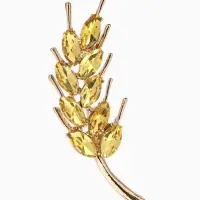 Брошь маленькая &laquo;Колосок&raquo;, жёлтая в золоте