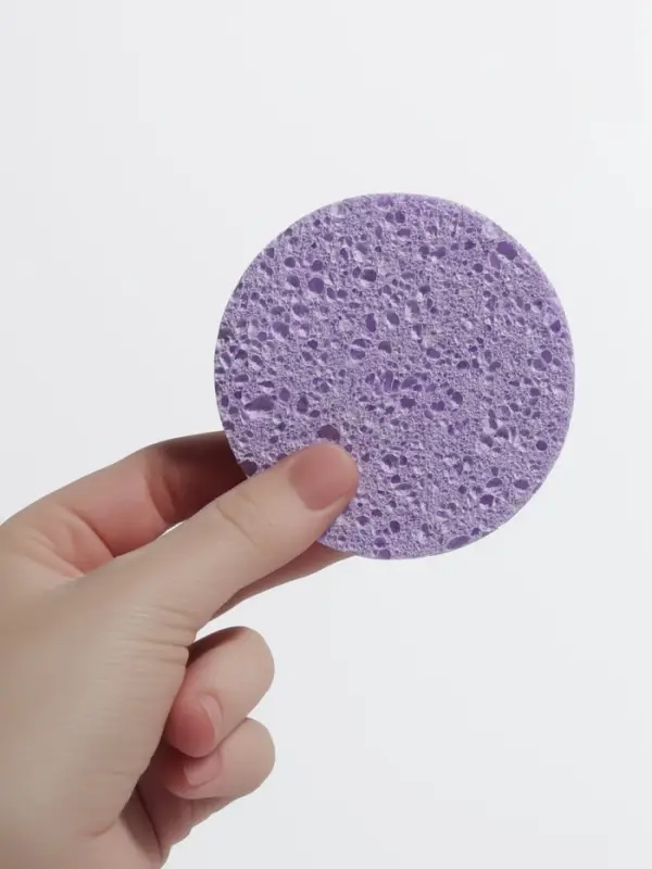 Спонж для умывания, круглый, фиолетовый