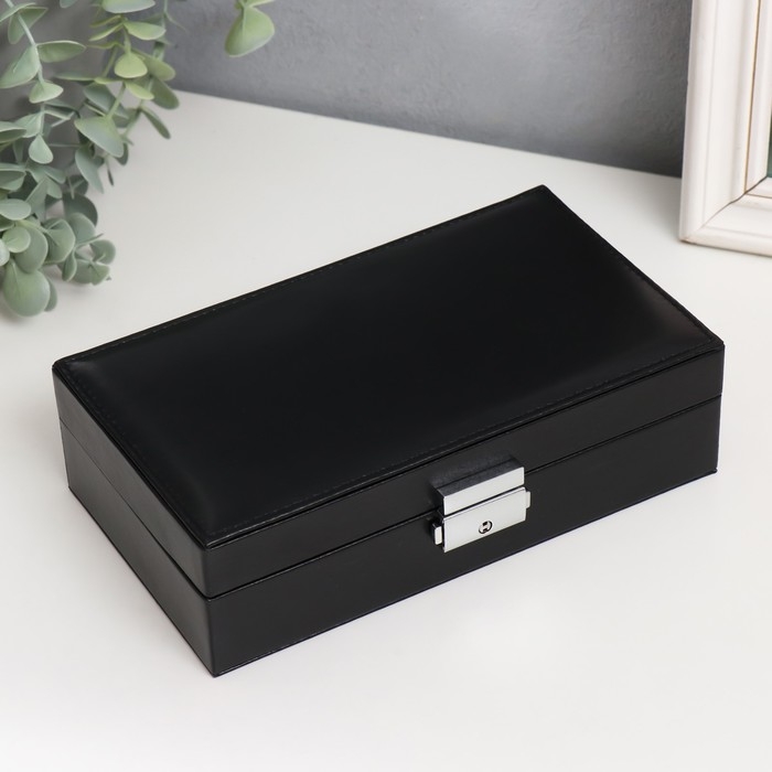 Шкатулка кожзам для украшений  Шкатулка кожзам для украшений "Чёрная матовая" 6,5х12,6х21 см