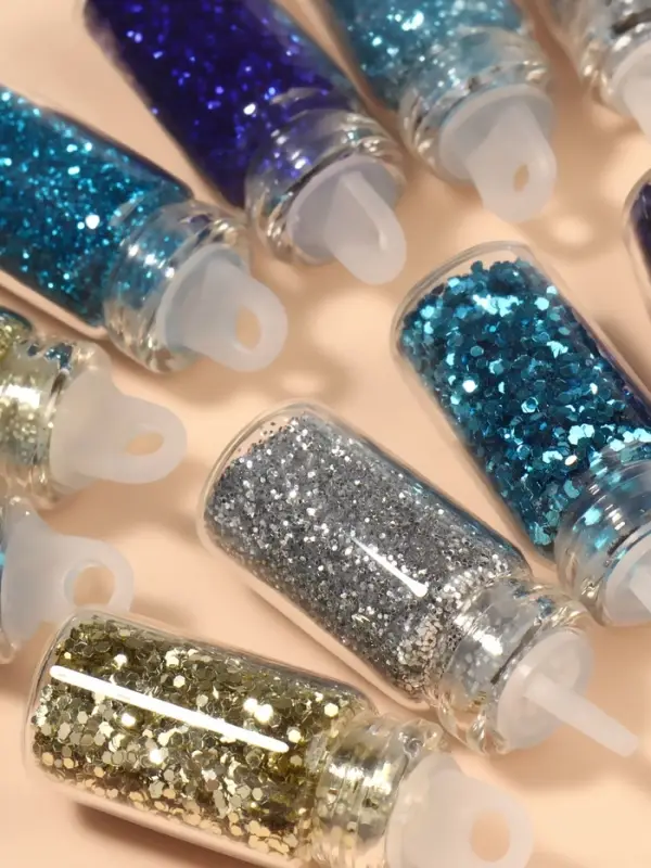 Блёстки для декора &laquo;Небесное мерцание&raquo;, набор 12 бутылочек, крупные/мелкие, разноцветные