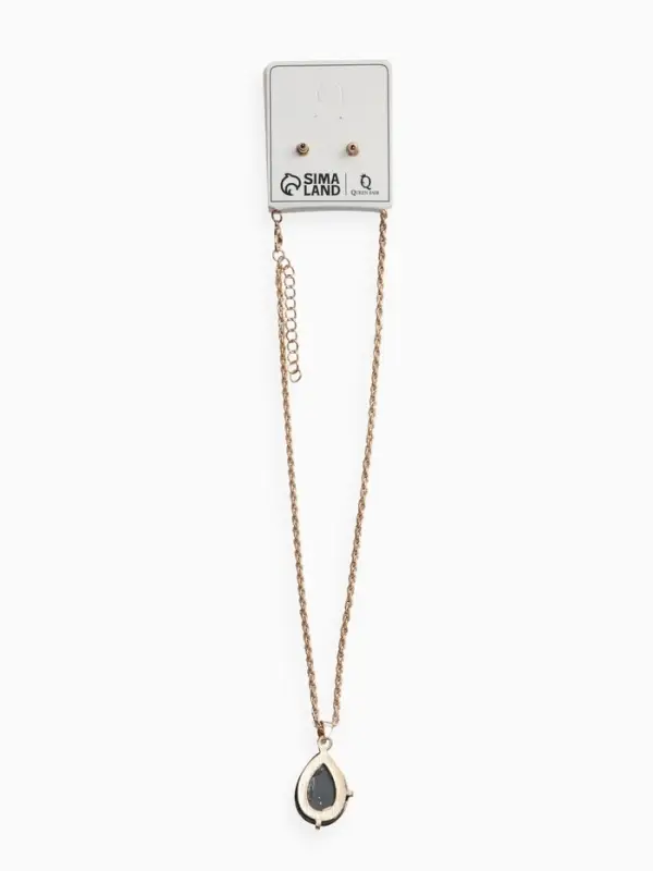 Гарнитур 3 предмета: серьги, кулон, кольцо &laquo;Капли&raquo;, чёрно-белые в золоте, 45 см