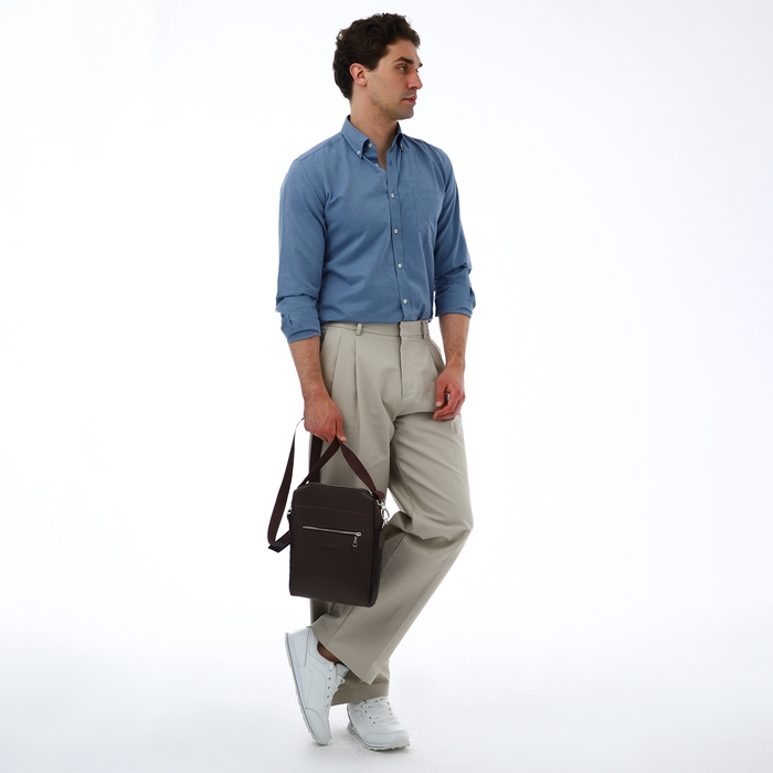 Сумка мужская через плечо TEXTURA, искусственная кожа, цвет коричневый Сумка мужская через плечо TEXTURA, искусственная кожа, цвет коричневый
