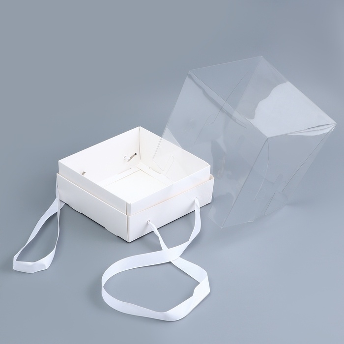 Коробка для торта с прозрачной крышкой, белая, 17 х 17 х 15 см Коробка для торта с прозрачной крышкой, белая, 17 х 17 х 15 см