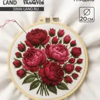 Вышивка гладью &laquo;Великолепие пионов&raquo;, 20&times;20 см