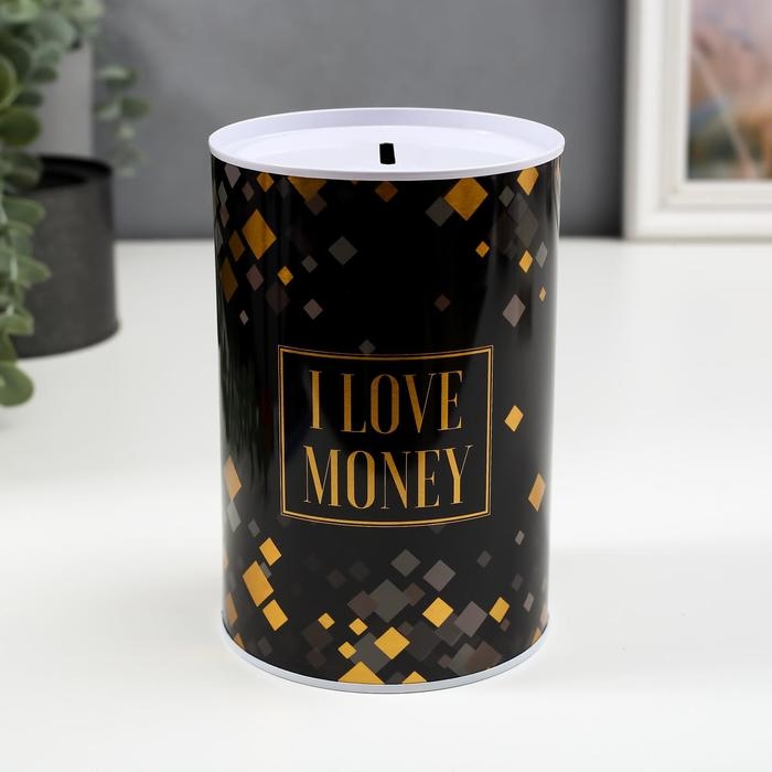 Копилка металл банка Копилка металл банка "Я люблю деньги" золото с чёрным 15х10х10 см