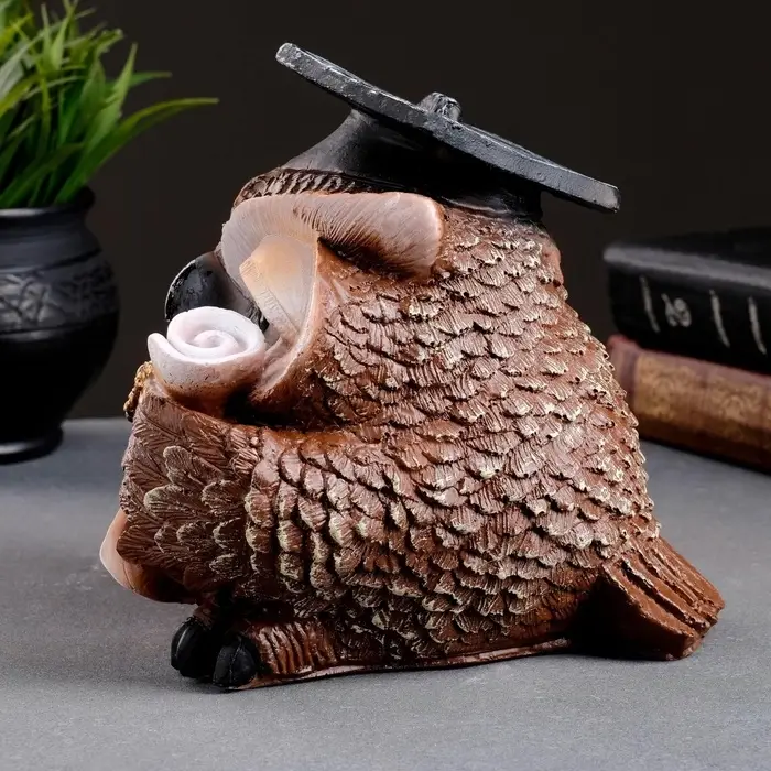 Фигурка полистоун &laquo;Сова ученая&raquo;, коричневая, 18&times;17&times;19 см