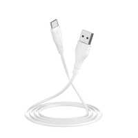 Кабель Borofone BX18, Type-C - USB, 3 А, 1 м, PVC оплётка, белый